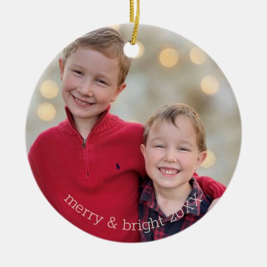 兄弟姉妹クラシックフォトクリスマスメタルオーナメント セラミックオーナメント (正面)