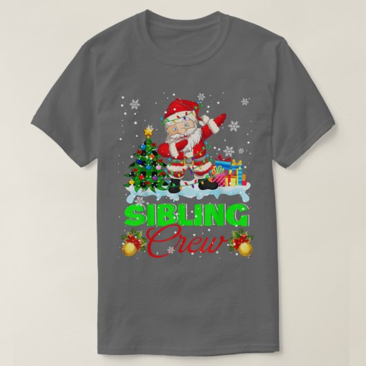 兄弟姉妹クルークリスマスライトダビングサンタクリスマスT Tシャツ (デザイン正面)