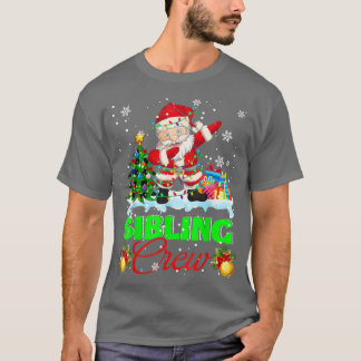 兄弟姉妹クルークリスマスライトダビングサンタクリスマスT Tシャツ