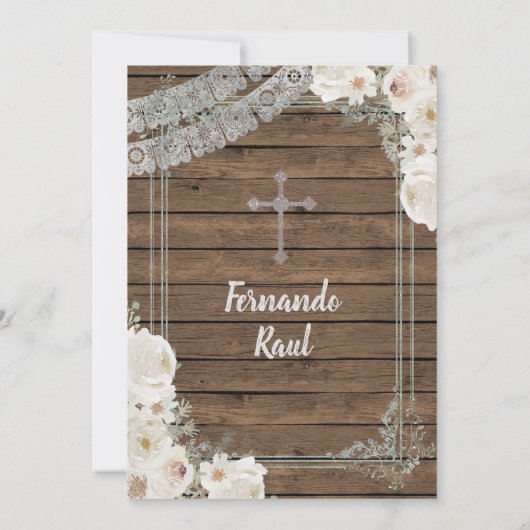 兄弟姉妹シルバーフィエスタボーイバプテスマ誕生日 招待状 (裏面)