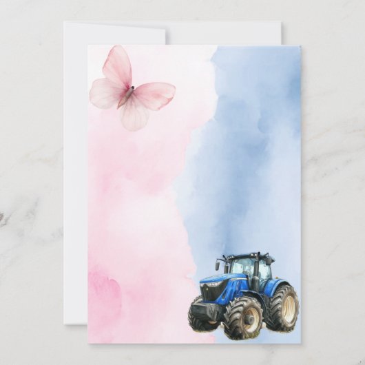 兄弟姉妹バタフライ及びトラクタジョイント誕生日 招待状 (裏面)