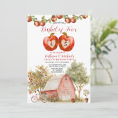 兄弟姉妹ブッシェルおもしろい誕生日アップルキッド誕生日 招待状 (スタンド正面)