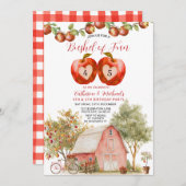 兄弟姉妹ブッシェルおもしろい誕生日アップルキッド誕生日 招待状 (正面/裏面)