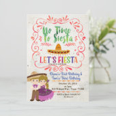 兄弟姉妹ブロンドフィエスタメキシコ誕生日の招待状 招待状 (スタンド正面)