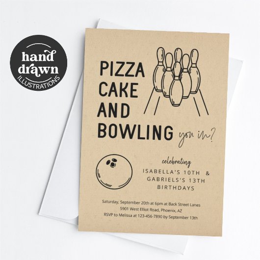 兄弟姉妹ボーリングパーティの招待状 招待状