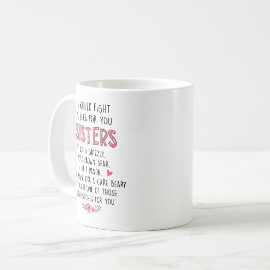 兄弟姉妹マグ – 私はあなたのためのクマと戦うであろう姉妹 コーヒーマグカップ (正面左)
