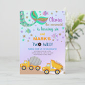 兄弟姉妹人魚とダンプトラックの誕生日招待状。 招待状 (スタンド正面)