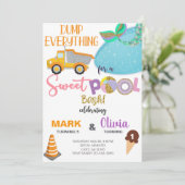 兄弟姉妹人魚とダンプトラックの誕生日招待状。 招待状 (スタンド正面)