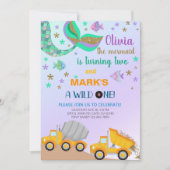 兄弟姉妹人魚とダンプトラック誕生日招待状。i 招待状 (正面)