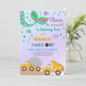 兄弟姉妹人魚とダンプトラック誕生日招待状。i 招待状 (スタンド正面)