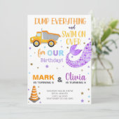 兄弟姉妹人魚とダンプトラック誕生日招待状。i 招待状 (スタンド正面)