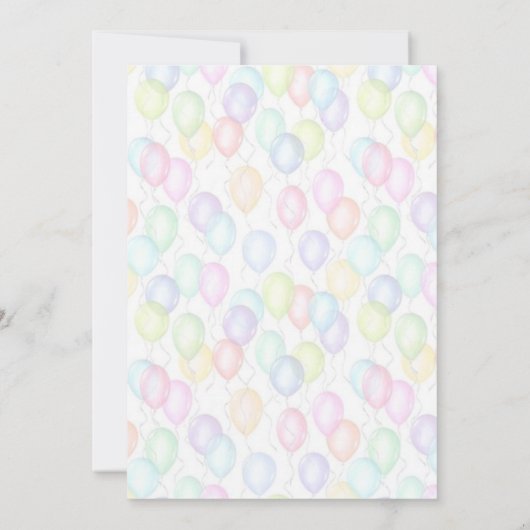 兄弟姉妹写真カラフルバルーン接合誕生日 招待状 (裏面)