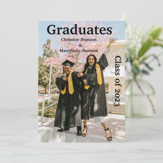 兄弟姉妹卒業式3枚 案内状 (スタンド正面)