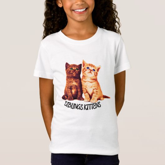 兄弟姉妹子猫2匹かわいい猫 Tシャツ (正面)