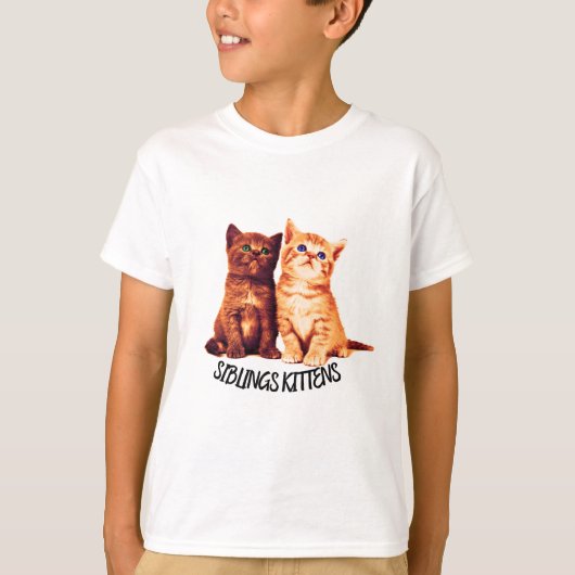 兄弟姉妹子猫2匹かわいい猫 Tシャツ (正面)
