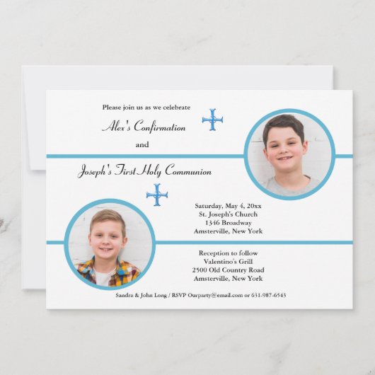 兄弟姉妹2人兄弟写真宗教招待状 招待状 (正面)