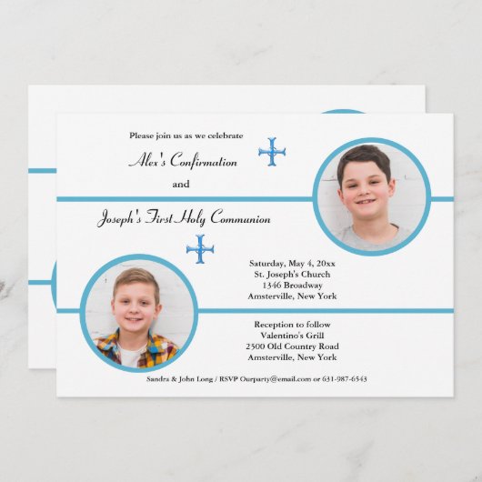 兄弟姉妹2人兄弟写真宗教招待状 招待状 (正面/裏面)