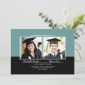 兄弟姉妹2枚の写真の卒業発表 招待状 (スタンド正面)
