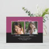 兄弟姉妹2枚の写真の卒業発表 招待状 (スタンド正面)