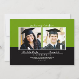 兄弟姉妹2枚の写真の卒業発表 招待状