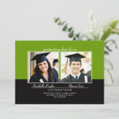 兄弟姉妹2枚の写真の卒業発表 招待状 (スタンド正面)