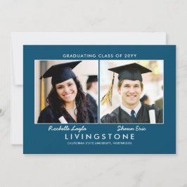 兄弟姉妹2枚の写真の卒業発表 招待状