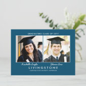 兄弟姉妹2枚の写真の卒業発表 招待状 (スタンド正面)