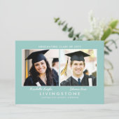 兄弟姉妹2枚の写真の卒業発表 招待状 (スタンド正面)