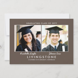 兄弟姉妹2枚の写真の卒業発表 招待状