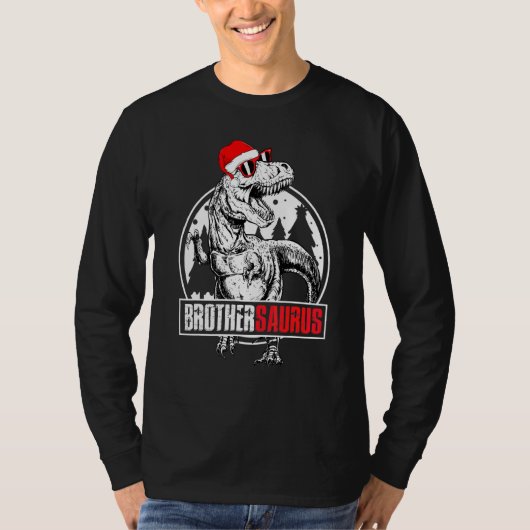 兄弟恐竜のクリスマスパジャマ家族 Tシャツ (正面)