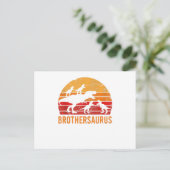 兄弟恐竜５　子供面白い　大きい　小さい　プレゼント ポストカード (スタンド正面)