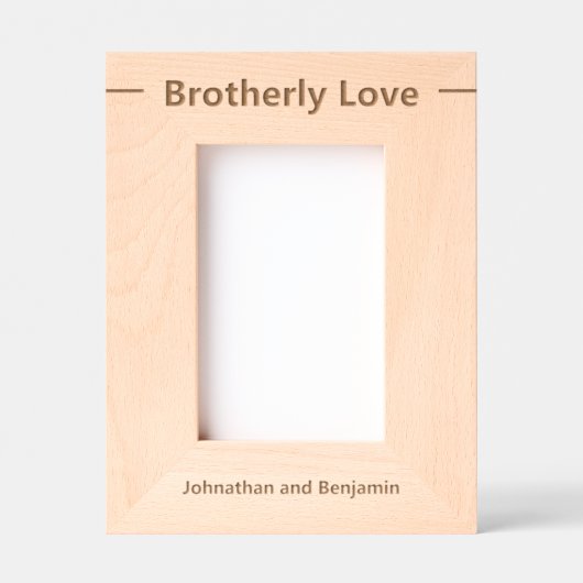 兄弟愛と名前の追加 – ポートレート向け レーザー彫刻フレーム (正面)