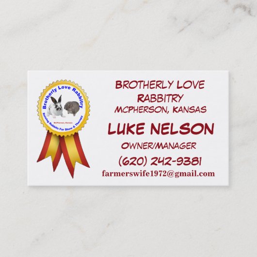 兄弟愛のRabbitryの名刺 名刺 (正面)