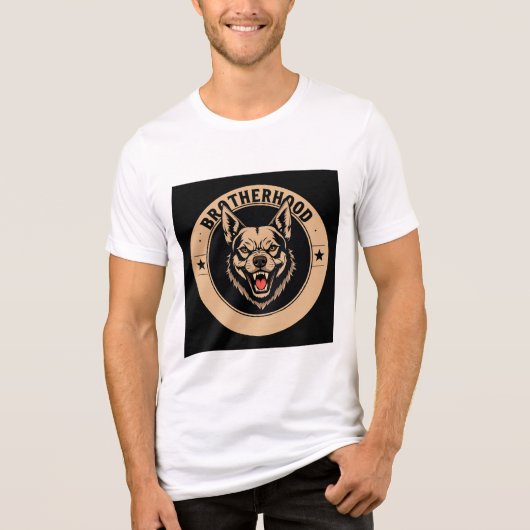 兄弟愛を象徴する狼のロゴエンブレム トライブレンドTシャツ (正面)