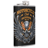 兄弟愛オートバイクラブスカルとウィング フラスク (右)