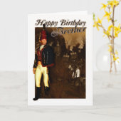 兄弟誕生日カード – 1822年ハサー役員とFO カード (黄色い花)