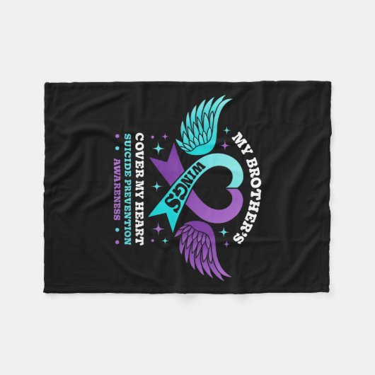 兄弟達の翼が私のハート自殺予防をカバー フリースブランケット (正面(横))