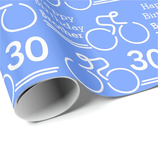 兄弟/一流の年齢のサイクリストの青の第30誕生日の覆い ラッピングペーパー (ロールコーナー)