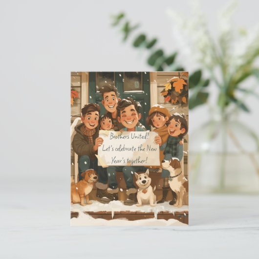 兄弟、子供、犬 ポストカード (スタンド正面)