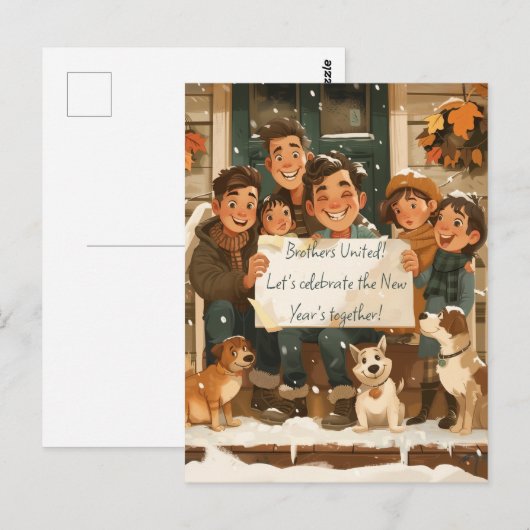 兄弟、子供、犬 ポストカード (正面/裏面)