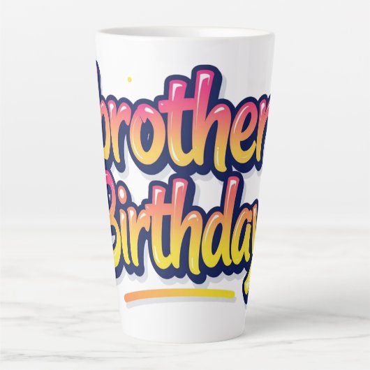 兄弟 誕生日 カラフル グラフィティ レタリング カフェラテマグ (正面)