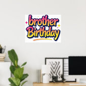 兄弟 誕生日 カラフル グラフィティ レタリング ポスター (ホームオフィス)