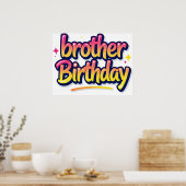 兄弟 誕生日 カラフル グラフィティ レタリング ポスター (キッチン)