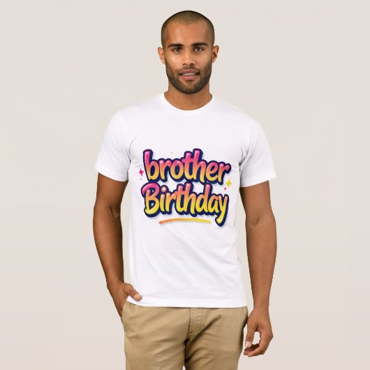 兄弟 誕生日 カラフル グラフィティ レタリング Tシャツ (正面フル)
