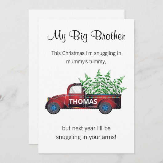 兄貴ベビー発表クリスマスおもしろい車 シーズンカード (正面/裏面)