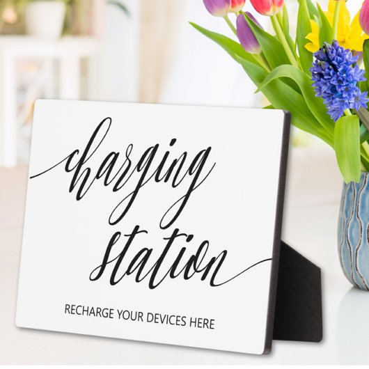 充電ステーションの看板イーゼル付き卓上プラーク フォトプラーク