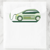 充電太陽のステーション電気自動車 楕円形シール (バッグ)