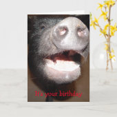 先に行ってキーキー、豚誕生日カード カード (黄色い花)