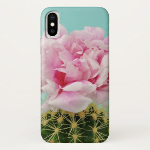 先の尖ったサボテン頂上ピンクの開花 iPhone X ケース