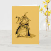 先の尖った帽子を持つ魔法使い カード (黄色い花)
